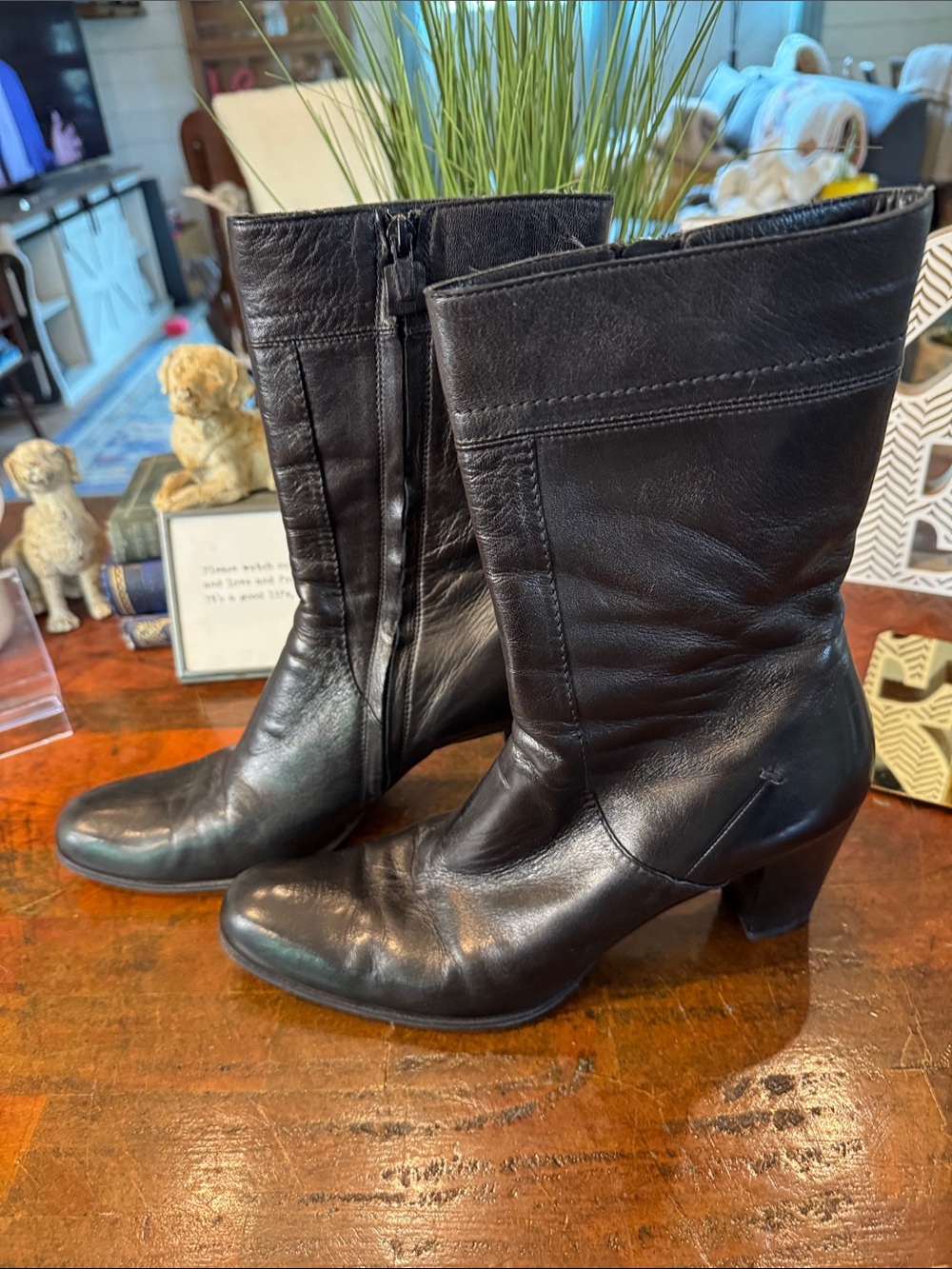 Vintage Costume National Mid Calf Side Zip Italian Leather Healed Boots